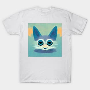 Sleepy, bored little blue cat face. T-Shirt